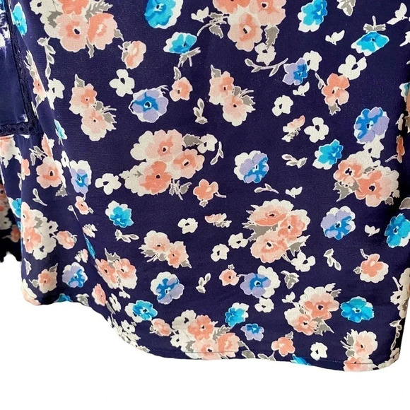 Rebecca Taylor Designer Navy Floral Lace Blouse Long Sleeve Size 2 - Picture 5 of 14